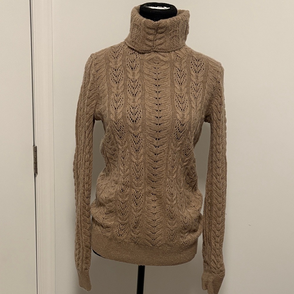 Lauren Ralph Lauren Tan Cable Knit Turtleneck Sweater